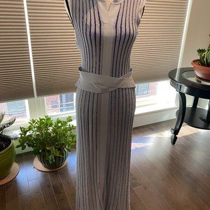 RG Cornflower Blue pleated belted stretch slip-on dress with Tags